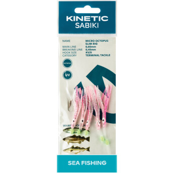 Kinetic Sabiki blæksprut makrel/torsk, Pink/glimmer