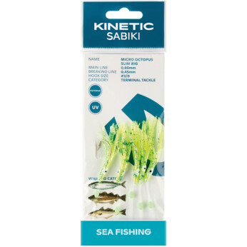 Kinetic Sabiki blæksprut makrel/torsk, grøn/glimmer