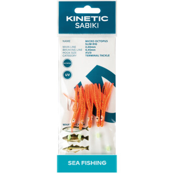 Kinetic Sabiki blæksprut makrel/torsk, Orange/glimmer