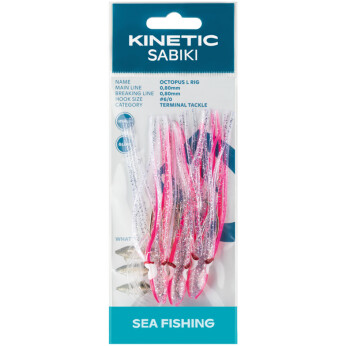 Kinetic Sabiki blæksprutte torsk/sej, Pink/glimmer