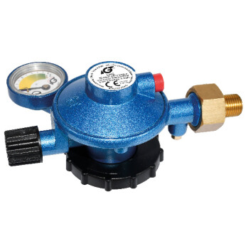 Gas regulator med manometer til blå CGI - gasflasker(propan)