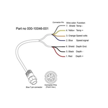Transducer kabel med blå 7-P stik - løse ledninger

