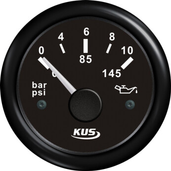 KUS olietryksmåler 0-10 bar, sort