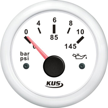 KUS olietryksmåler 0-10bar, hvid