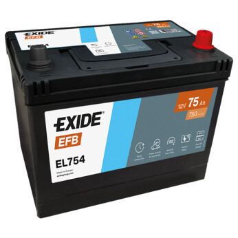 Exide Dual EFB batteri m/modsat polstilling, 75 Amp