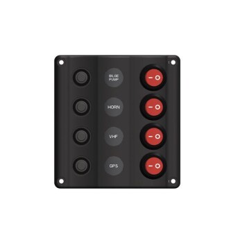 'Wave' elpanel med 4 kontakter m/LED og automatsikring, 12V
