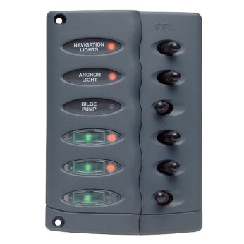 BEP Stænktæt el-panel med 6 kontakter, 12/24V
