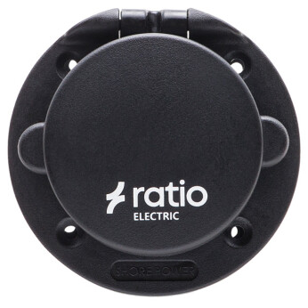 Ratio Landstrømstik med sort låg i glasfiber/nylon